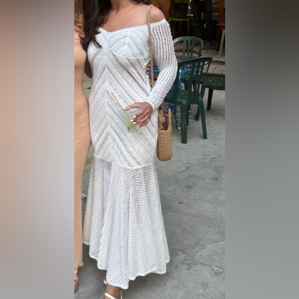 REVOLVE Chevron Lace Long Sleeve Maxi Dress